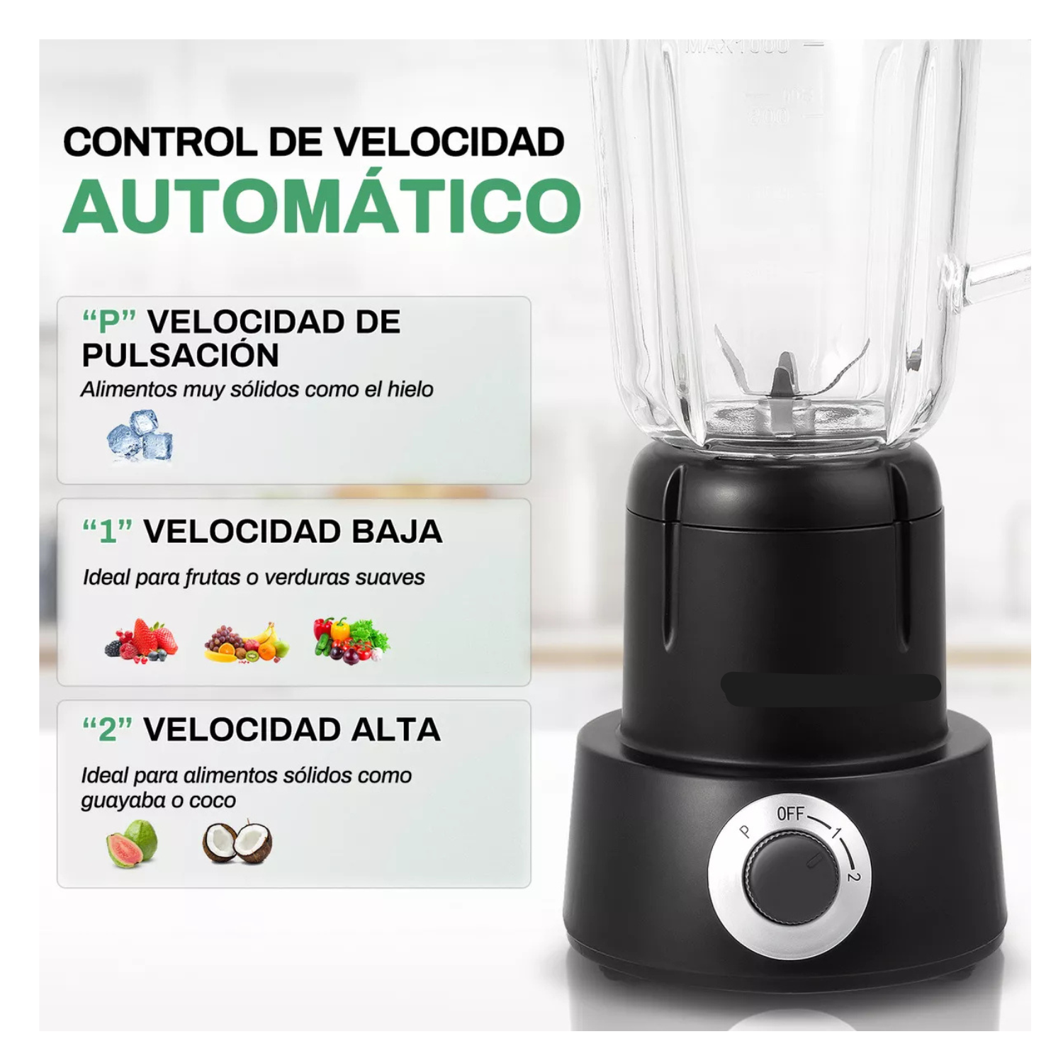  Licuadora Con Vaso De Vidrio 1l