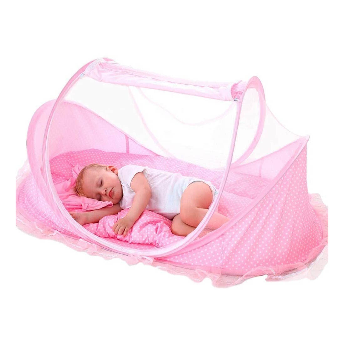 Moisés rosa Plegable Portátil Mosquitero para Bebe de viaje con Colchon.