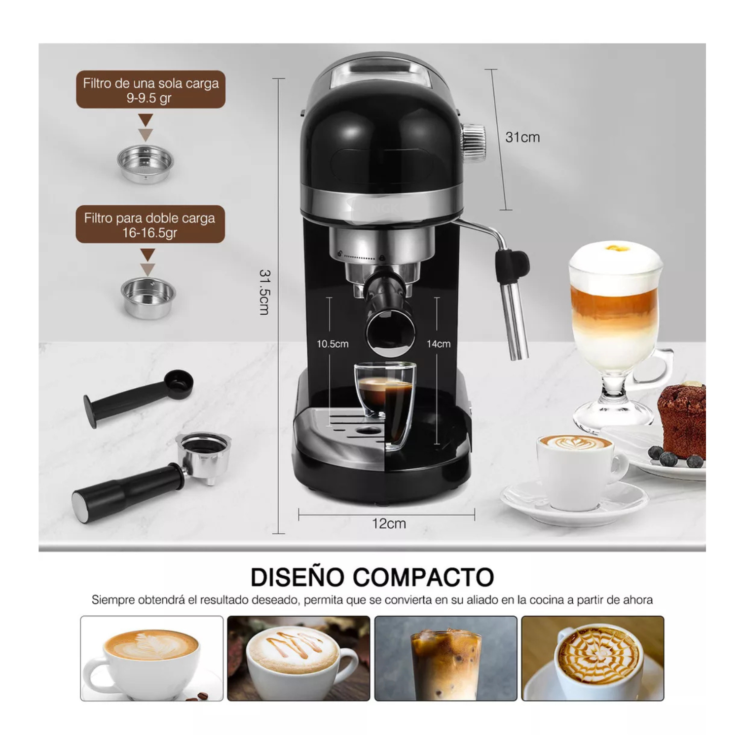 Máquina De Espresso Y Cappuccino 20 Bares