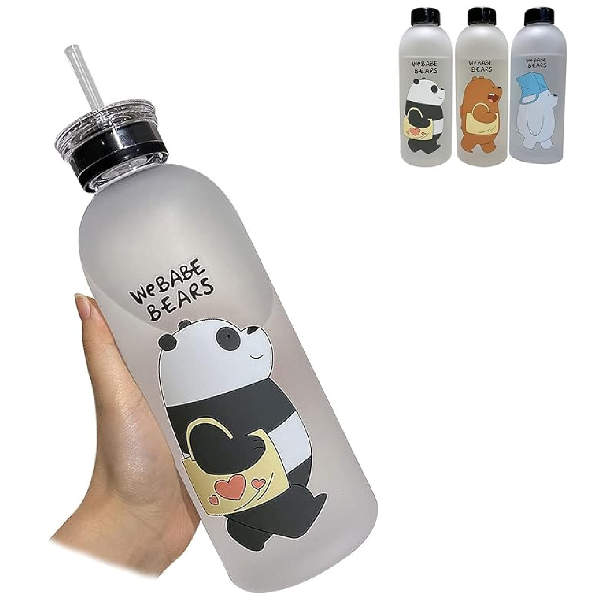 Botella De Agua Con Popote Osos Escandalosos Panda