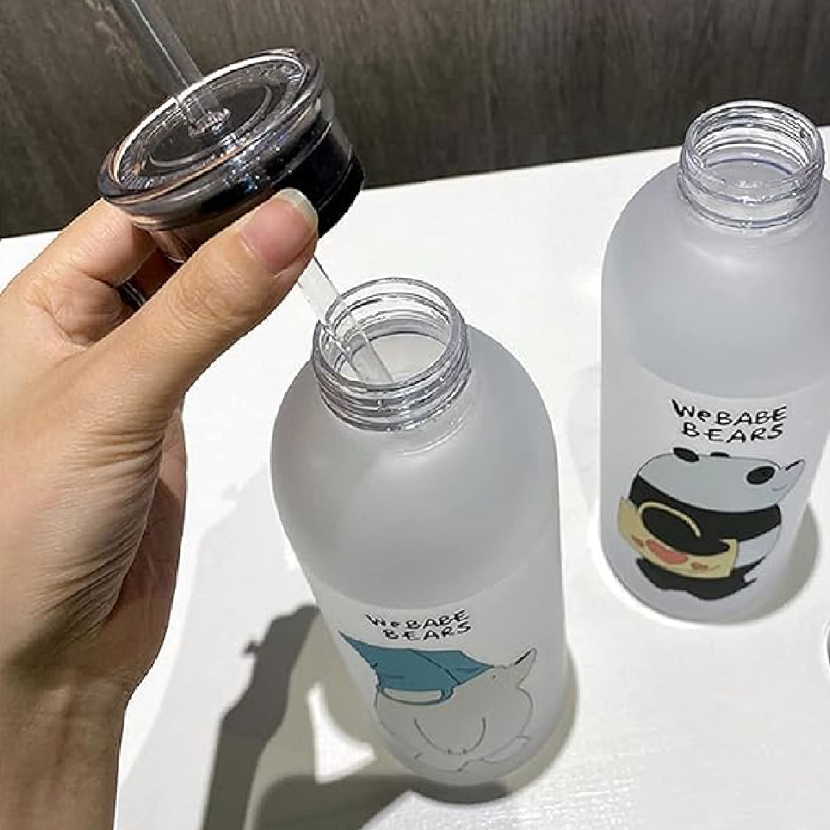 Botella De Agua Con Popote Osos Escandalosos Polar