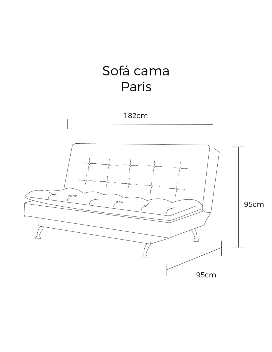 Sofá Cama Matrimonial 3 Posiciones Paris, Café