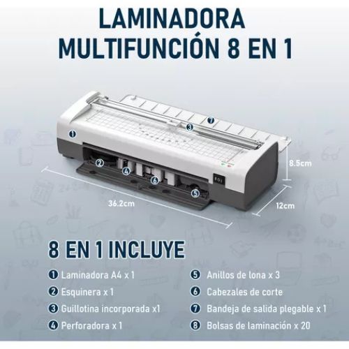 Laminadora Enmicadora Térmica/frio/foil Con Cortadora 8 En 1