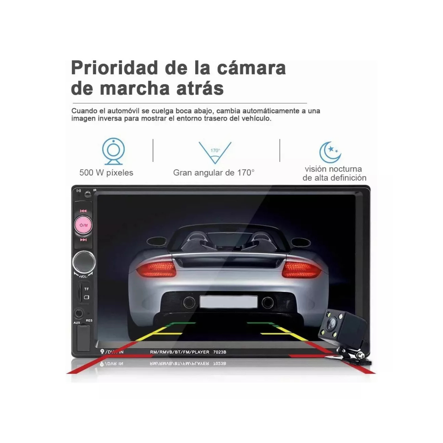 Autoestéreo Hivoz MLM29760702 7" HD, GPS incluido, Función TV, con USB y Bluetooth, compatible con Iphone 13 y Android 12 e inferiores