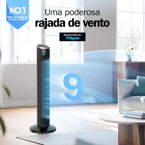 Ventilador De Torre Silencioso Con Control Remoto Yyugolo Negro