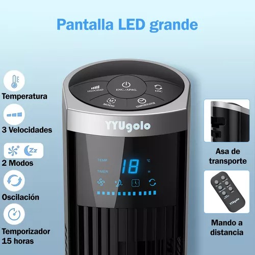 Ventilador De Torre Silencioso Con Control Remoto Yyugolo Negro