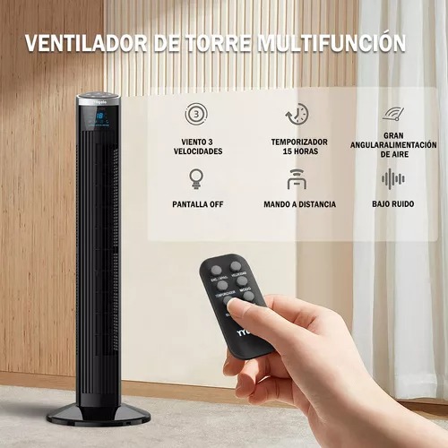 Ventilador De Torre Silencioso Con Control Remoto Yyugolo Negro