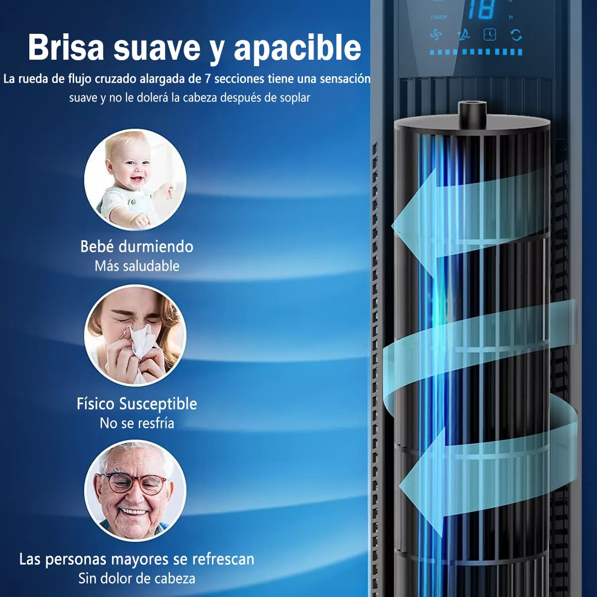 Ventilador De Torre Silencioso Con Control Remoto Yyugolo Negro