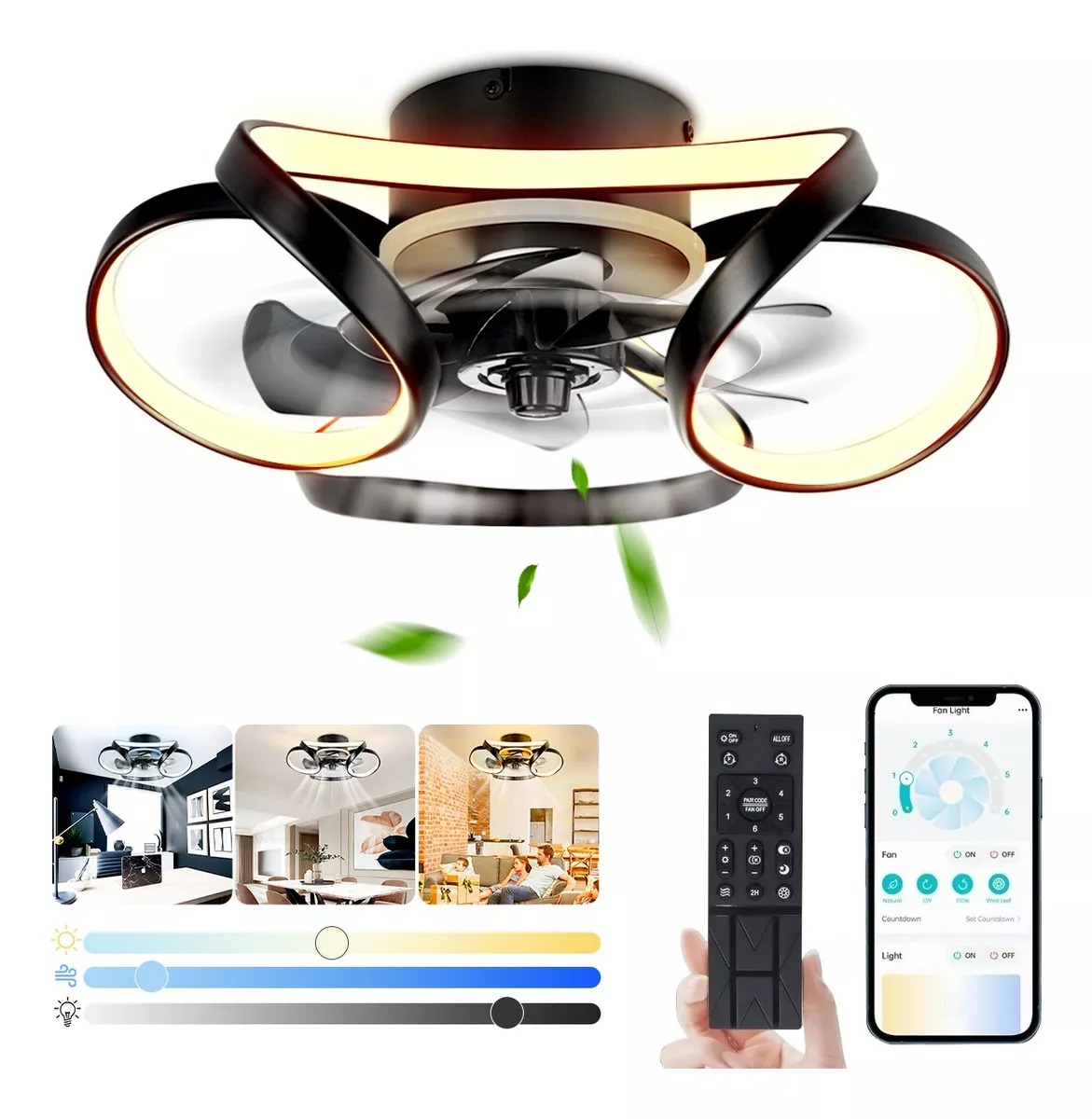 Ventilador De Techo Con Luz Led Con Control Remoto Y App
