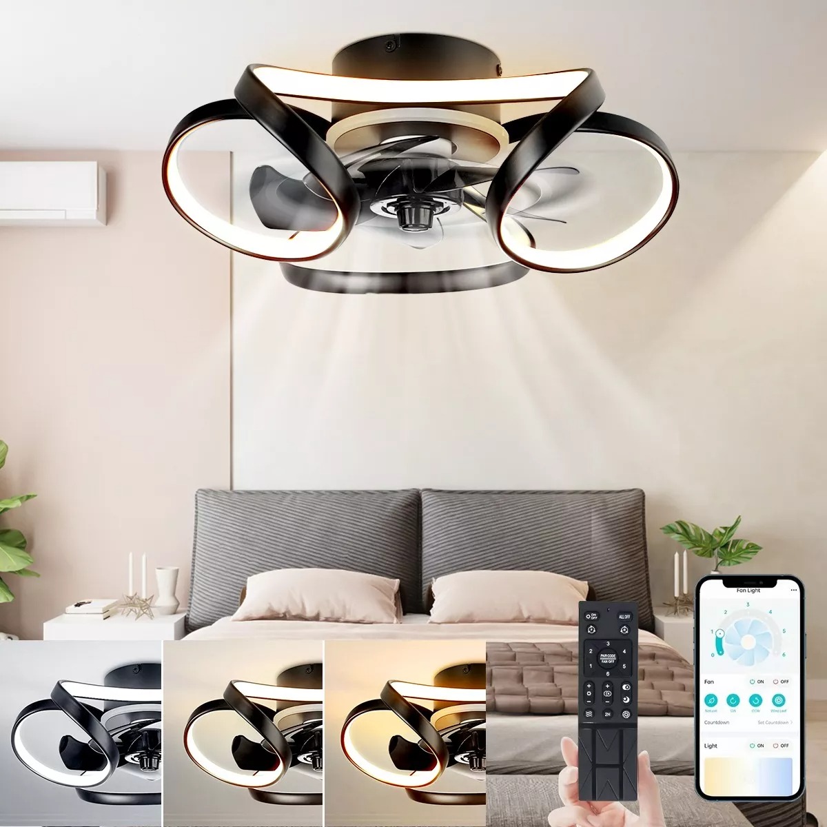 Ventilador De Techo Con Luz Led Con Control Remoto Y App