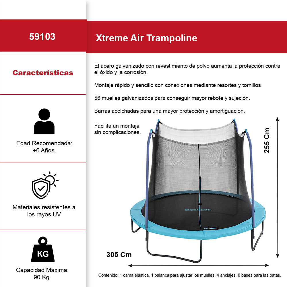 Trampolin Brincolin Bestway Xtreme Air C/red Tumbling 3.05mt