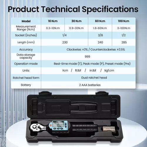 LLave Dinamométrica Digital | Torquimetro Preciso (1/4'', 0.9-30Nm) ¡Calidad Profesional