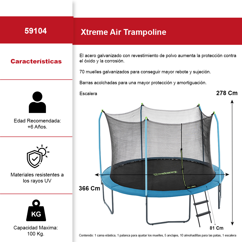 Trampolin Brincolin Bestway Xtreme Air C/red Tumbling 3.66mt