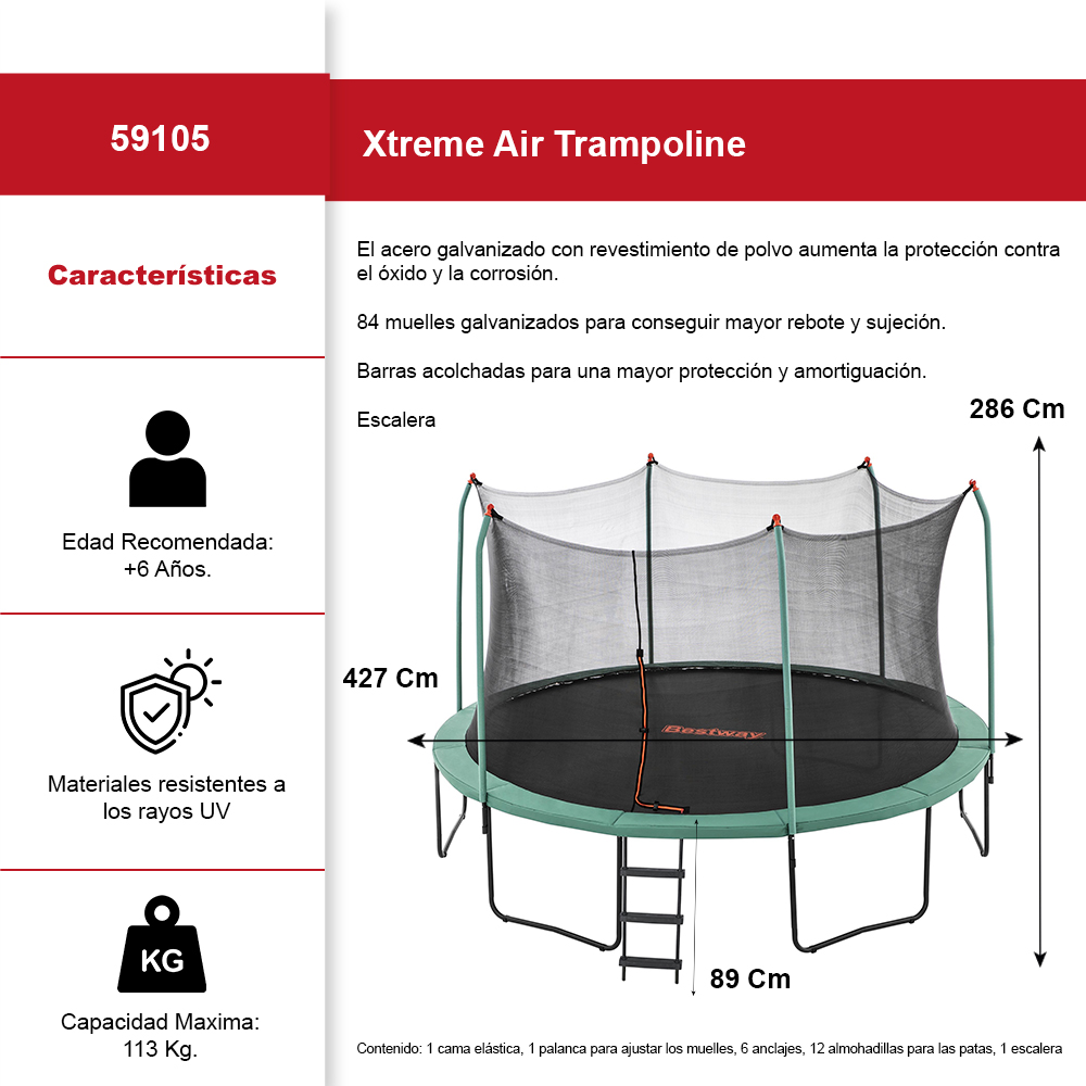 Trampolin Brincolin Bestway Xtreme Air C/red Tumbling 4.27mt