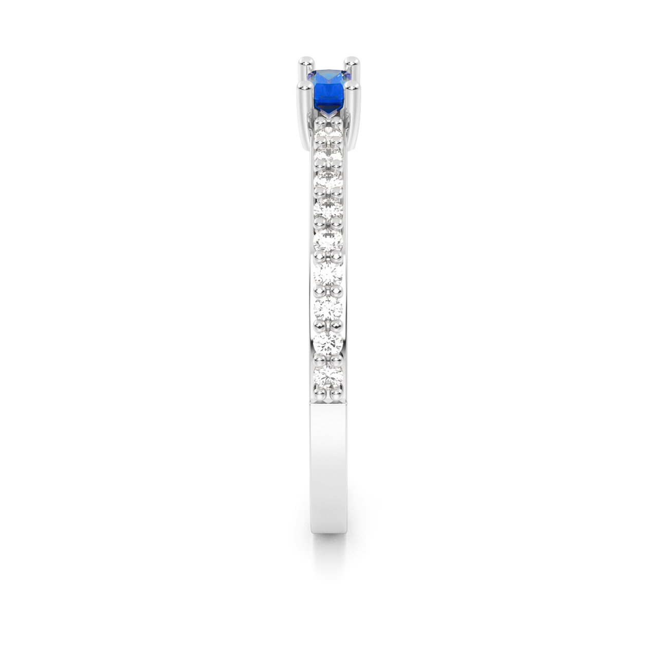 Anillo de Promesa Oro 14K Blanco  Piedra Azul Ariel Abba Joyas