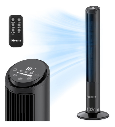 Ventilador de torre Hivento TF-K4007R turbo estructura color negro 25cm de diámetro 50