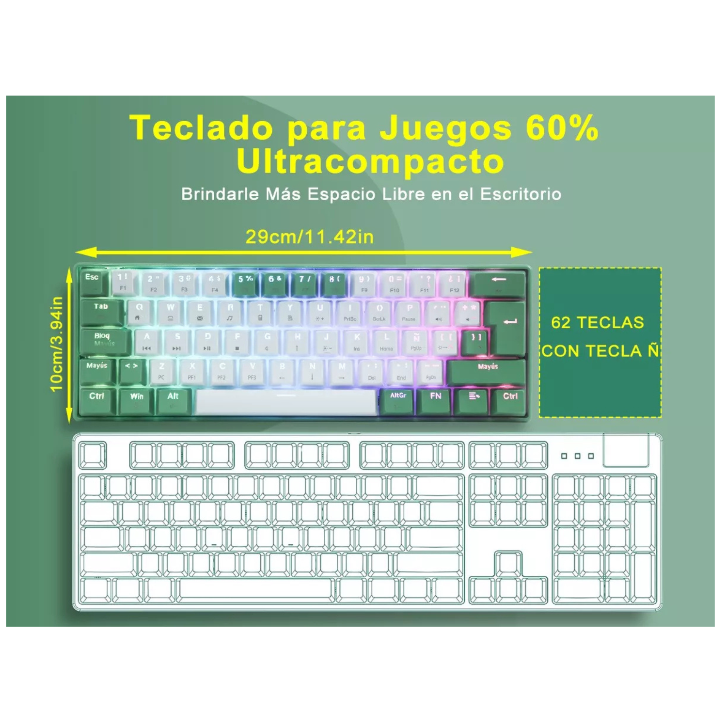 Teclado Mecánico 60% Gamer