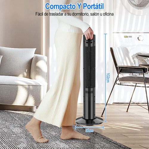 Ventilador de torre Hivento TF-K4007R turbo estructura color negro 25cm de diámetro 50