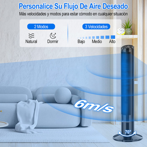 Ventilador de torre Hivento TF-K4007R turbo estructura color negro 25cm de diámetro 50