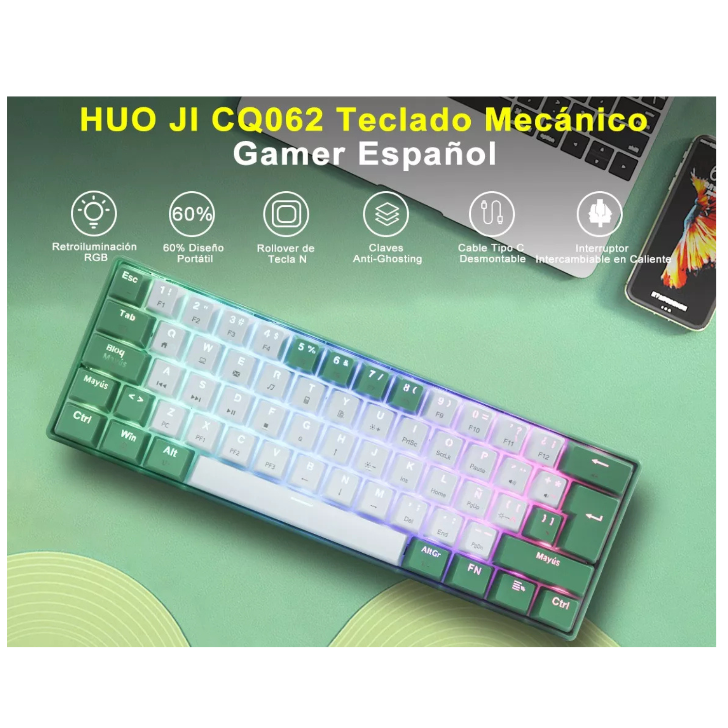 Teclado Mecánico 60% Gamer