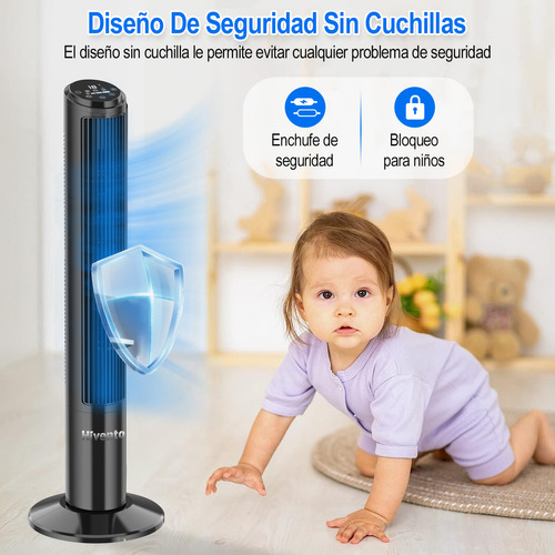 Ventilador de torre Hivento TF-K4007R turbo estructura color negro 25cm de diámetro 50