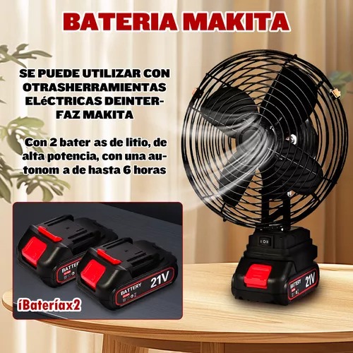 Ventilador Portátil Recargable Marcos Metálicos 2 Baterías