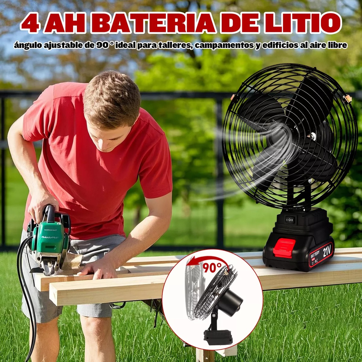 Ventilador Portátil Recargable Marcos Metálicos 2 Baterías