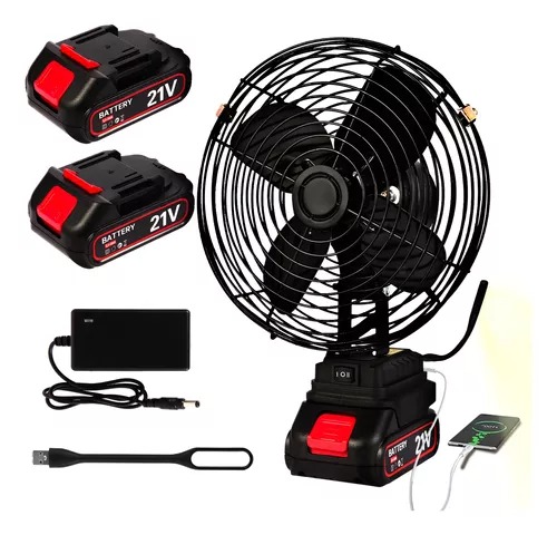 Ventilador Portátil Recargable Marcos Metálicos 2 Baterías