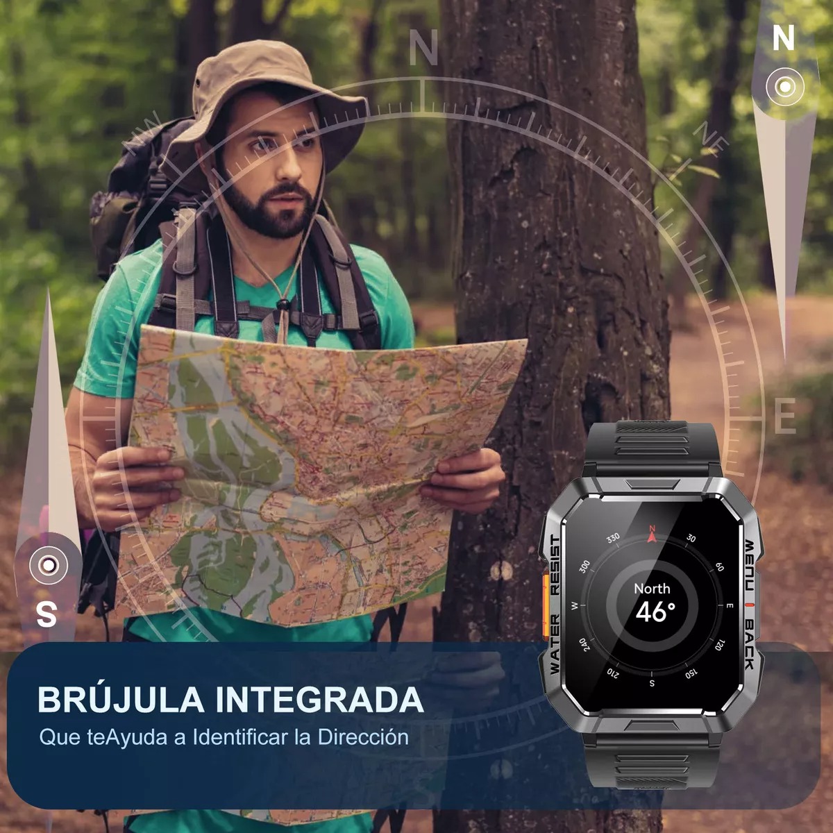 Reloj inteligente smart watch reloj militar para hombre blackview w60 bluetooth black 21 sports ip68 900mah relojes inteligentes militares relojes inteligentes con linterna