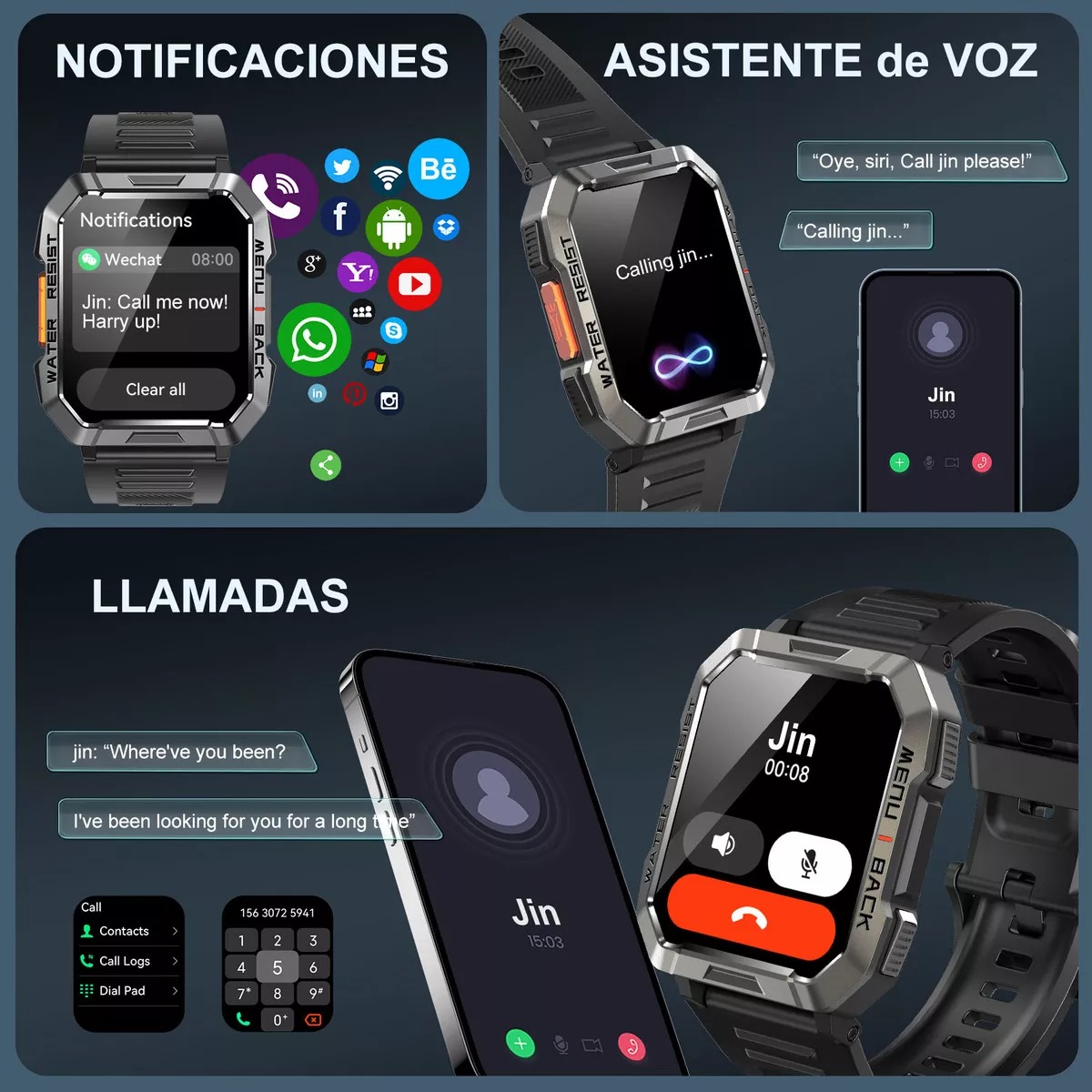 Reloj inteligente smart watch reloj militar para hombre blackview w60 bluetooth black 21 sports ip68 900mah relojes inteligentes militares relojes inteligentes con linterna