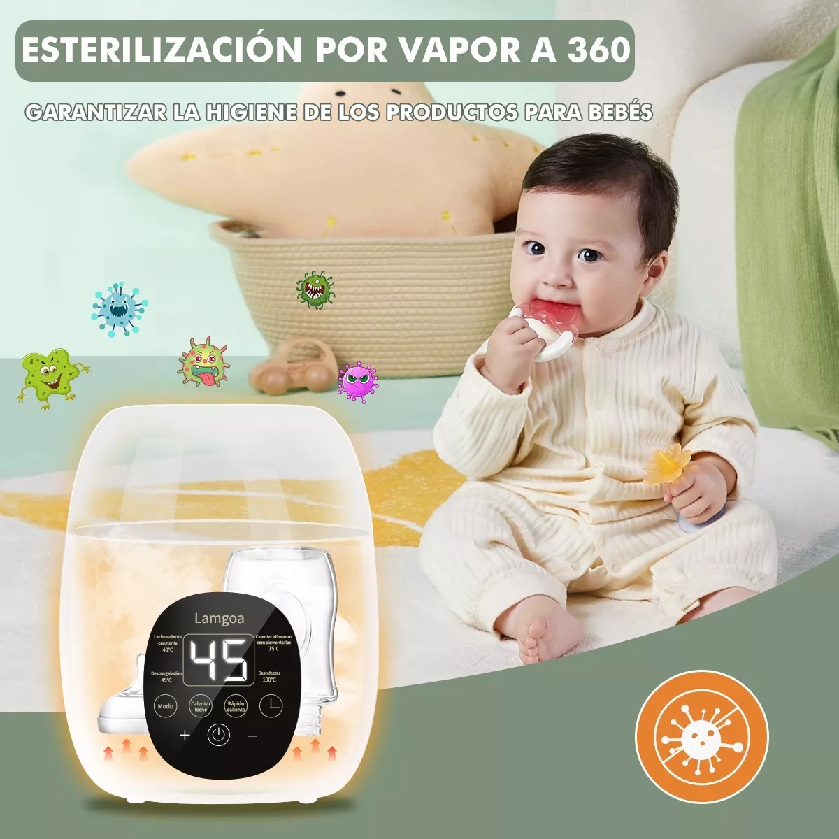 Calentador Esterilizador Biberones Control Táctil Para Bebé