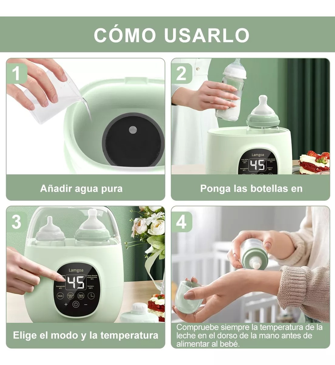 Calentador Esterilizador Biberones Control Táctil Para Bebé