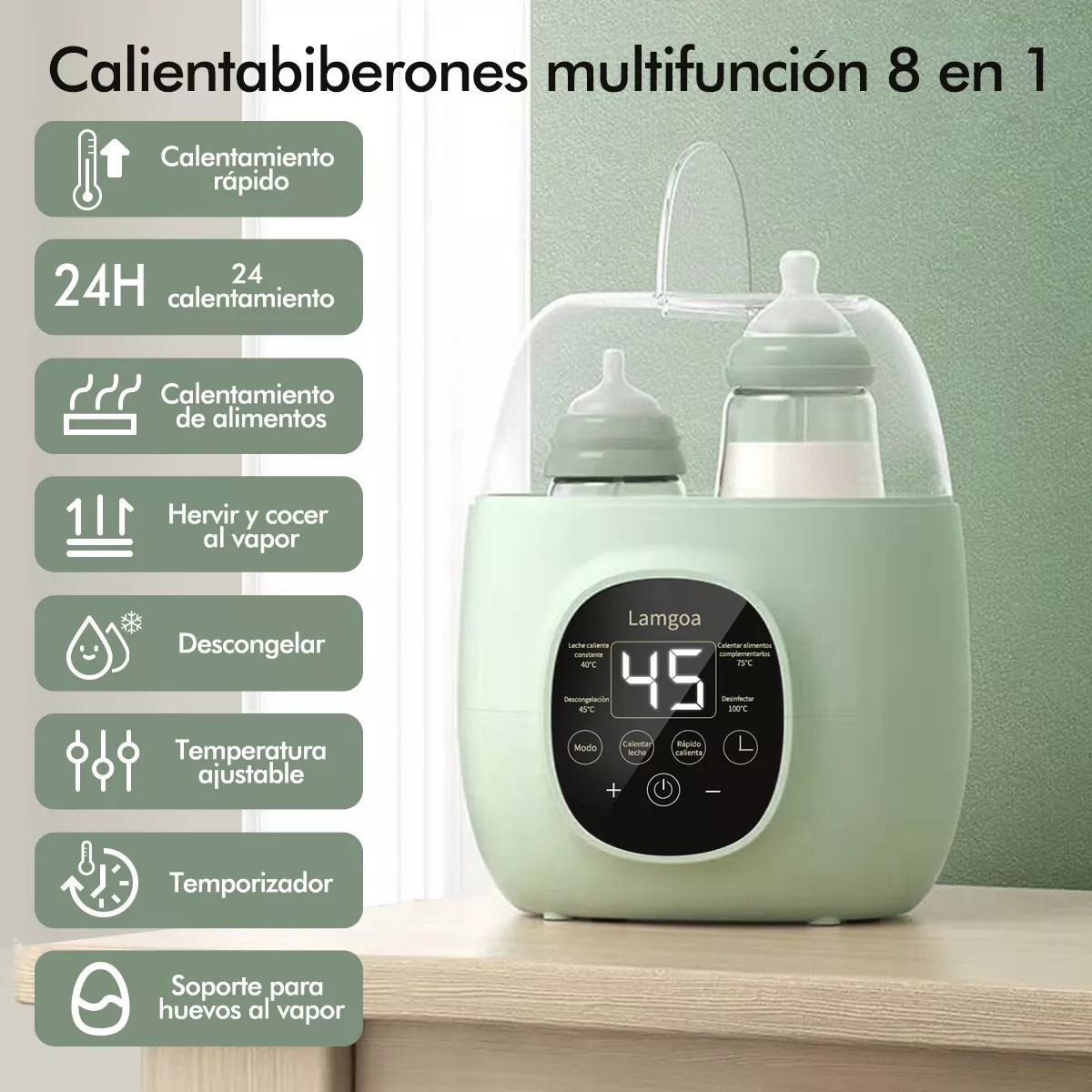Calentador Esterilizador Biberones Control Táctil Para Bebé