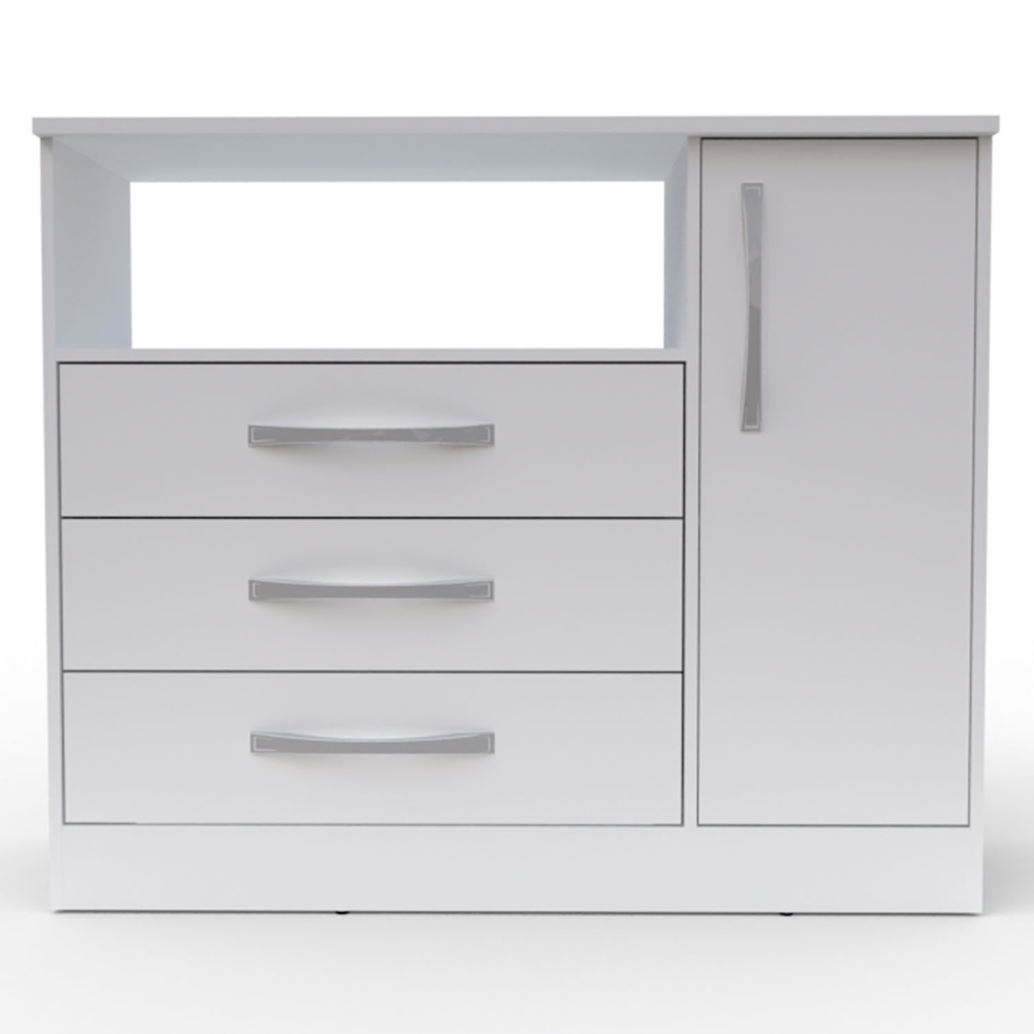 Cómoda Cajonera Moderna Con 3 Cajones 1 Puerta Color Blanco NT5075