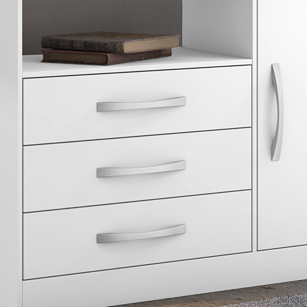 Cómoda Cajonera Moderna Con 3 Cajones 1 Puerta Color Blanco NT5075