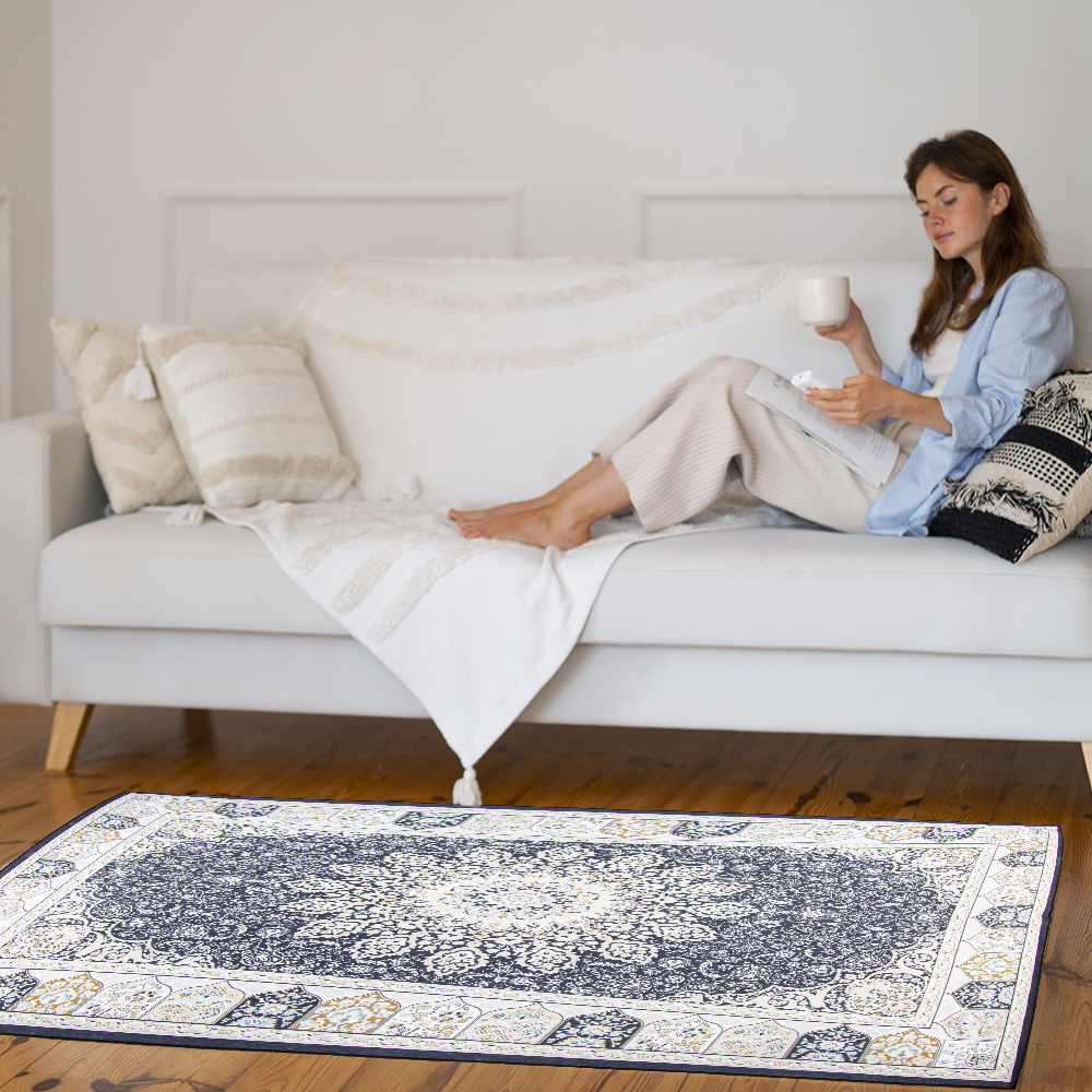 Ilios Innova | Tapete Nórdico Diseño Mandala, Antideslizante para sala u oficina