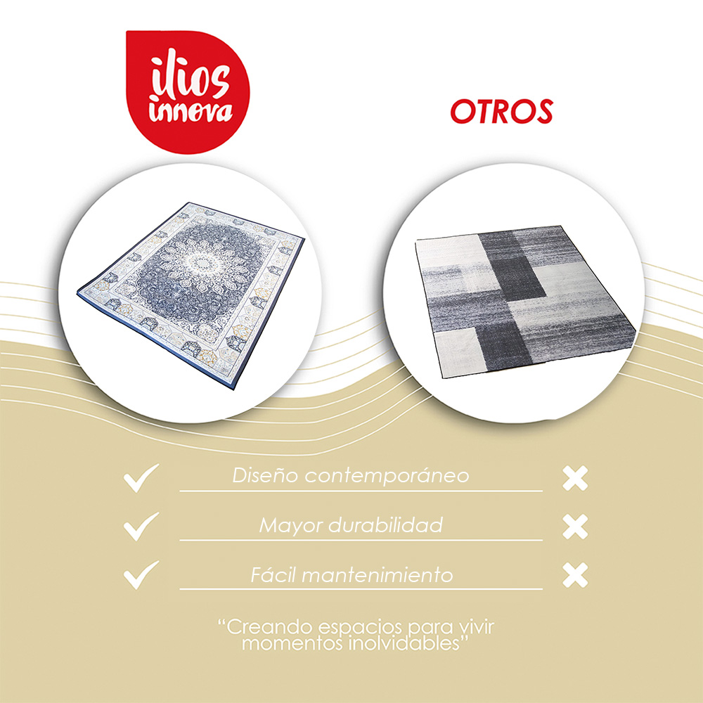 Ilios Innova | Tapete Nórdico Diseño Mandala, Antideslizante para sala u oficina