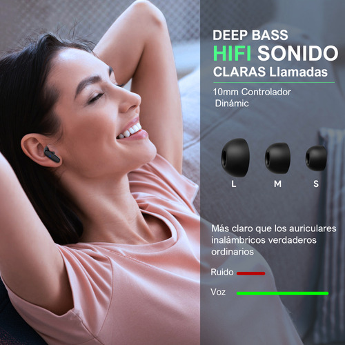 Audífonos in-ear inalámbricos 1Hora AUT205 Negro Auriculares Inalambricos Bluetooth 5.3 con Microfono