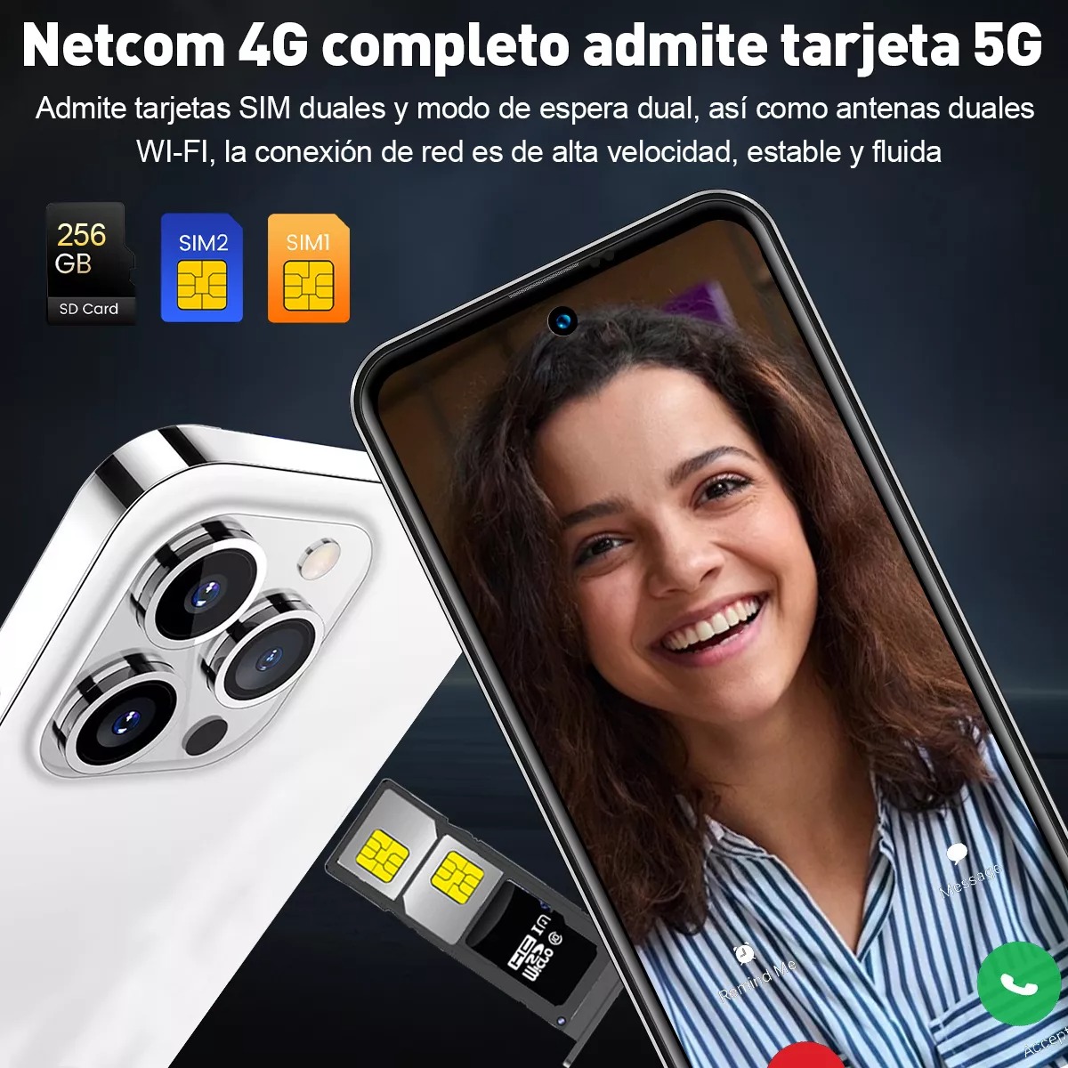 K800y Teléfono Sim Dual 10 GB+256 GB ROM Octa-core Android 13 Screen 6.8 Pulgadas Celular Hd 8000 mAh Smartphone Blanco