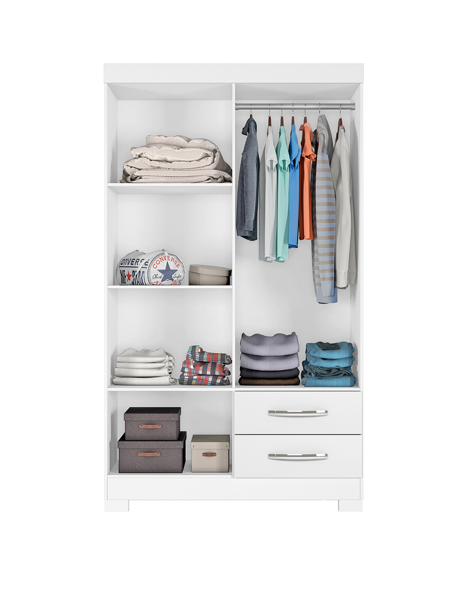 Ropero Closet Moderno 4 Puertas y 2 Cajones NT5005 Blanco