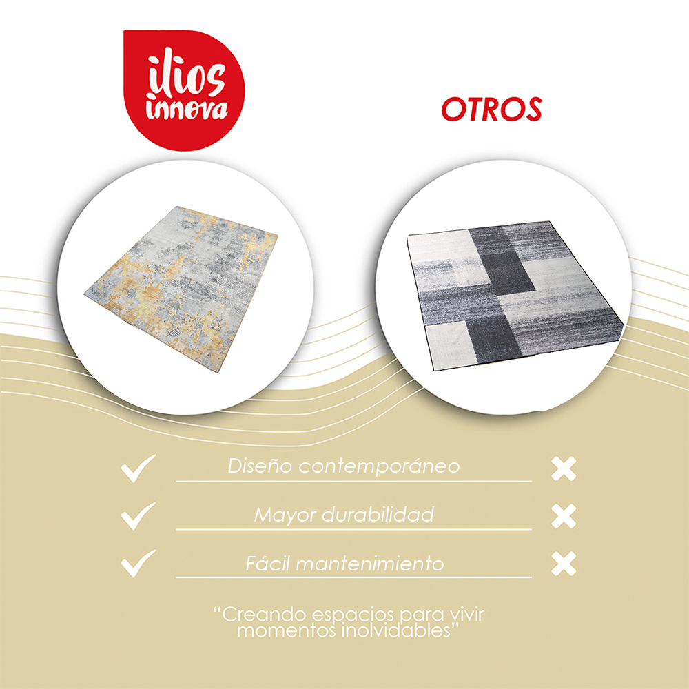 Ilios Innova | Tapete Nórdico Opalo Dorado para Sala u Oficina Antideslizante