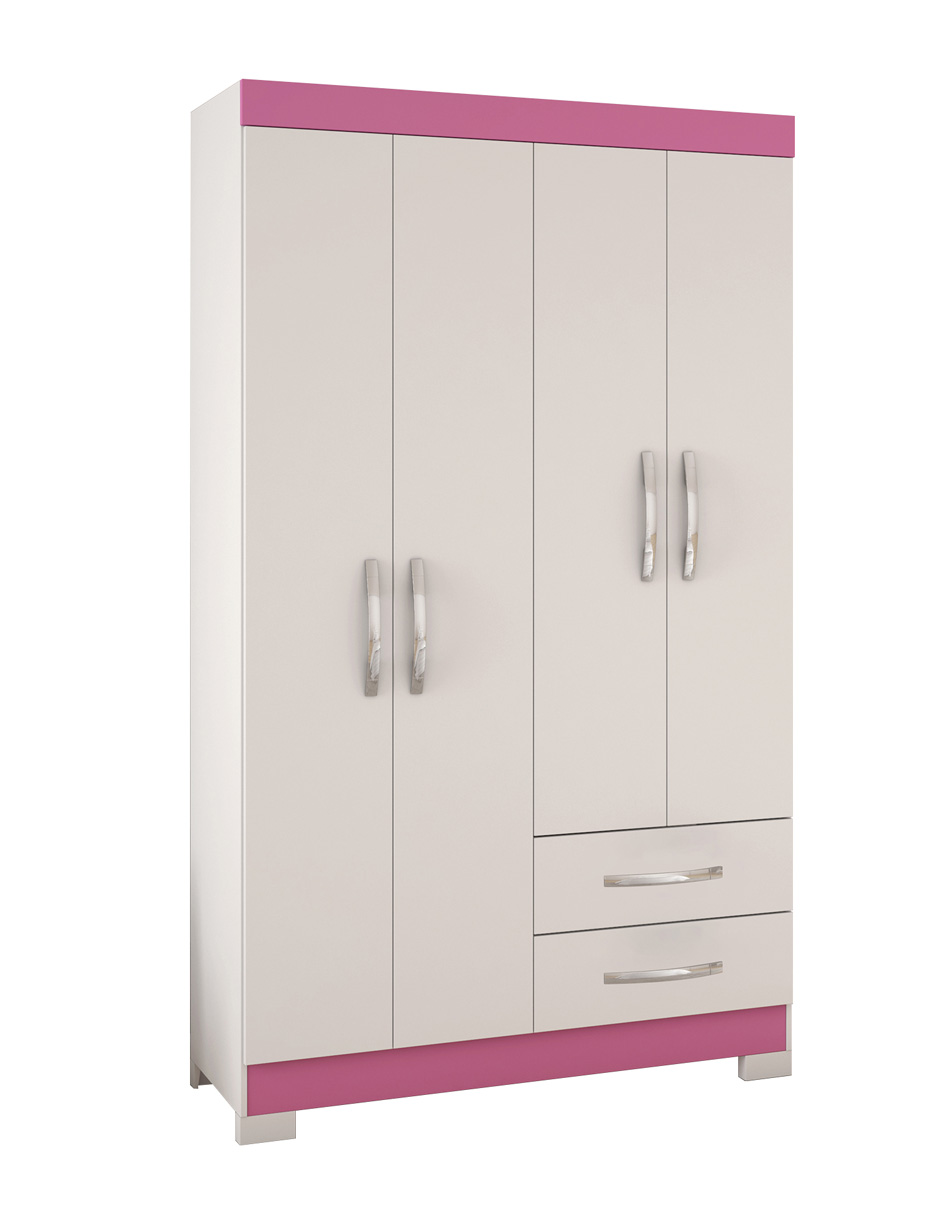 Ropero Closet Moderno 4 Puertas y 2 Cajones NT5005 Blanco