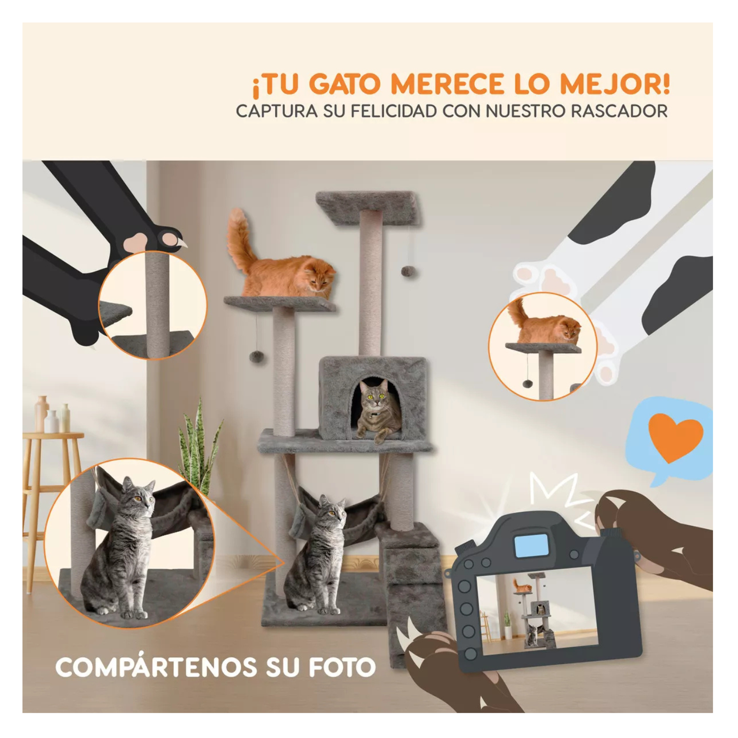 Casa Mueble Rascador Para Gato Multinivel