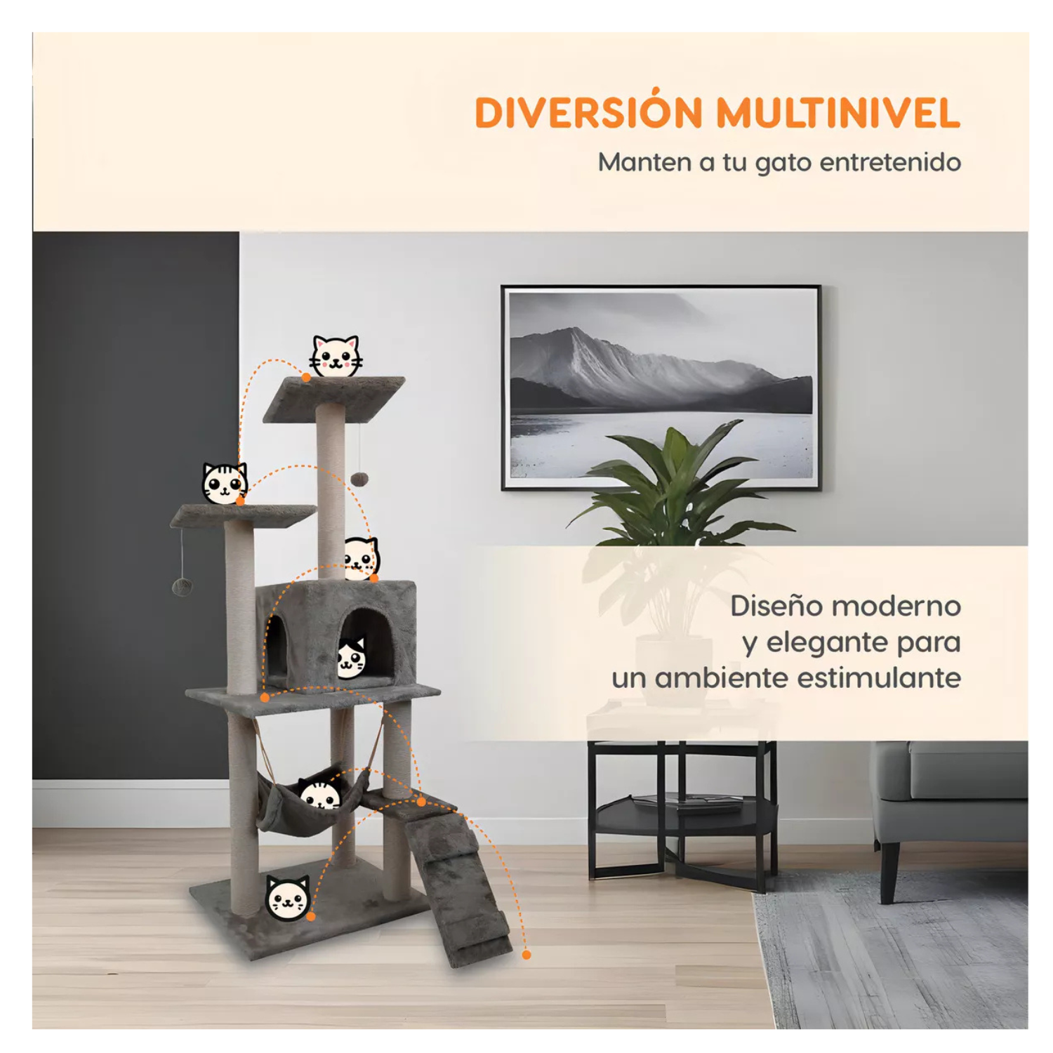 Casa Mueble Rascador Para Gato Multinivel