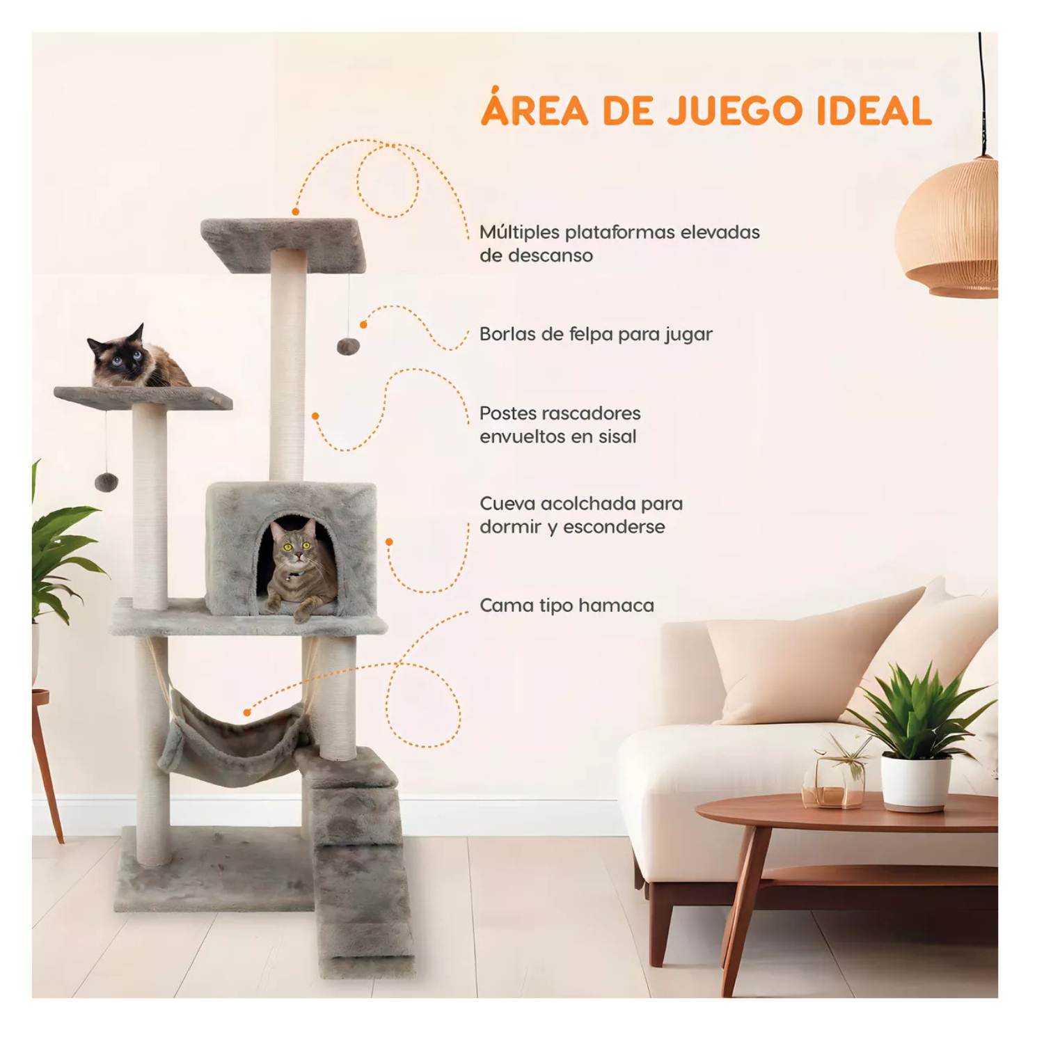 Casa Mueble Rascador Para Gato Multinivel