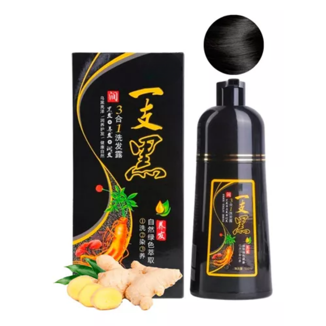 Shampoo Tinte Instantaneo Cubre Canas Natural Jengibre 500ml Negro