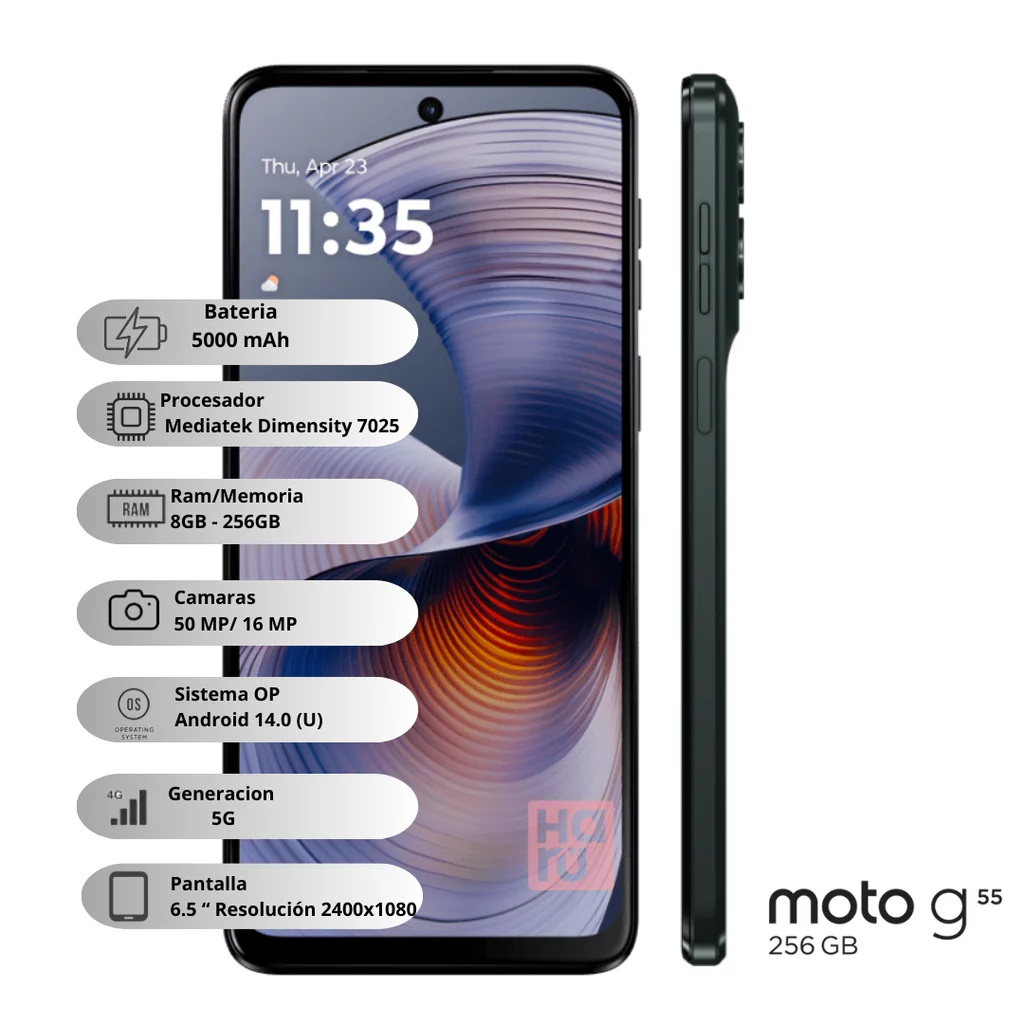 Motorola G55 5G 256Gb 8Ram Color Black Dos Sim Color Nuevo
