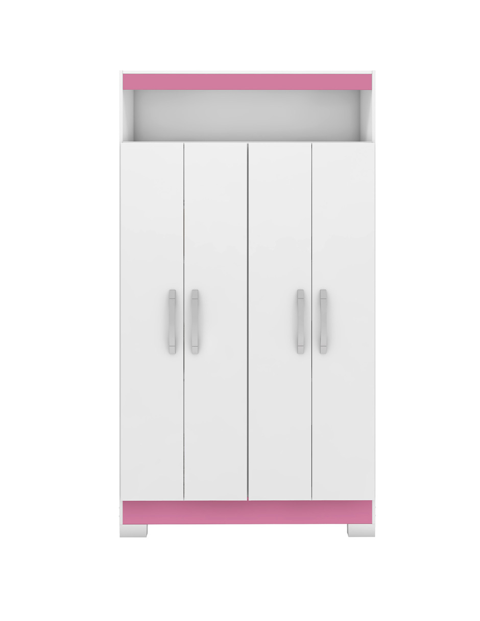 Armario Multifuncional 4 Puertas Blanco/Rosa NT4040