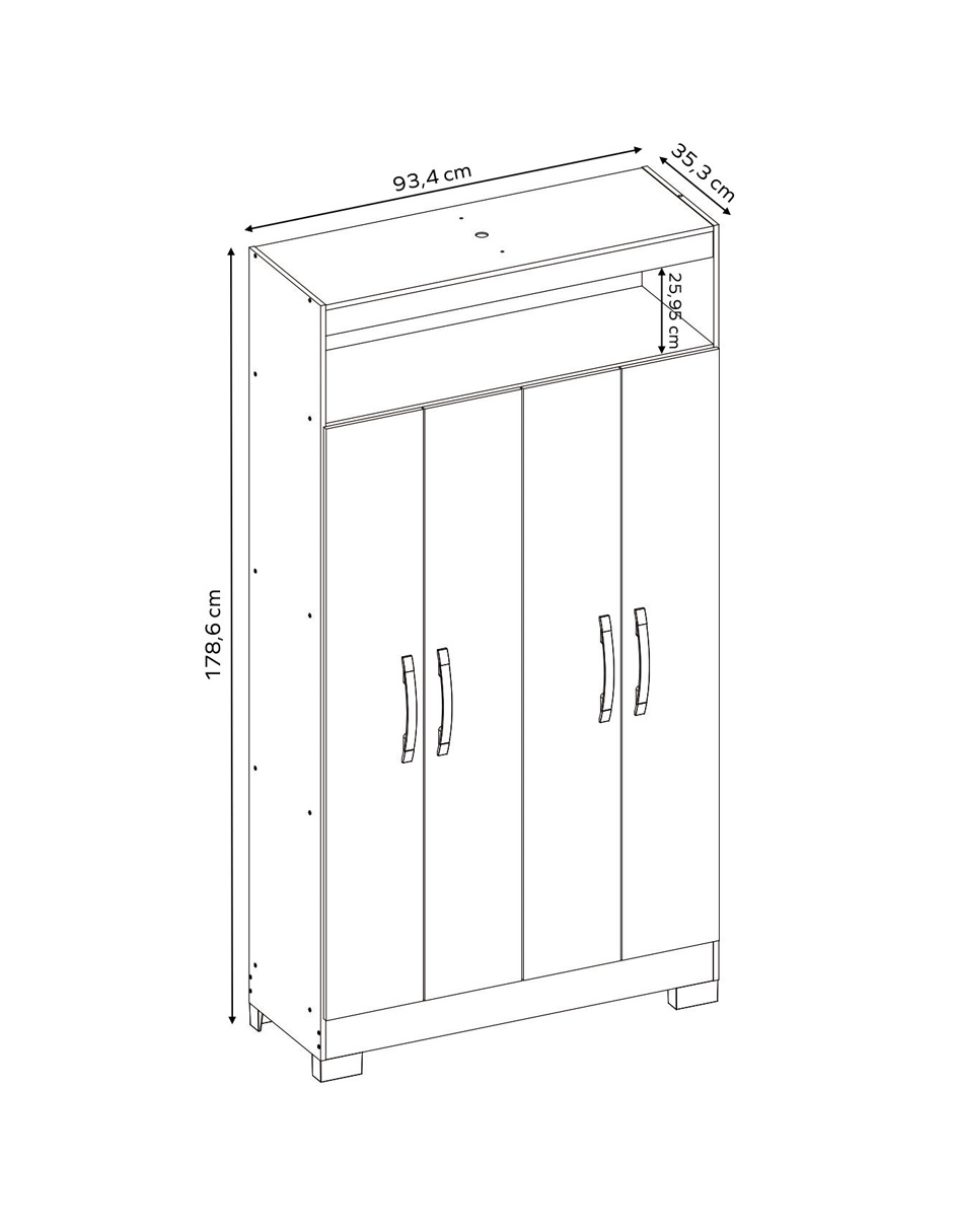 Armario Multifuncional 4 Puertas Blanco/Rosa NT4040