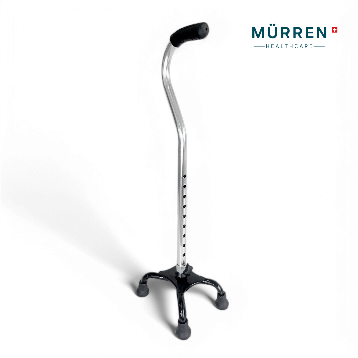 Baston para Caminar de 4 Apoyos Aluminio Cuello de Ganzo